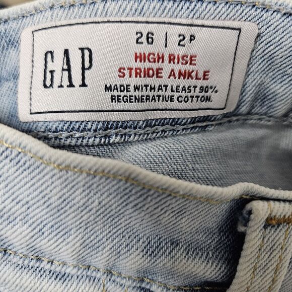 Gap Jeans Women's 2P (29x23.5) Hi-Rise Stride Ankle Blue Wide Leg Light Wash GUC - Picture 2 of 7